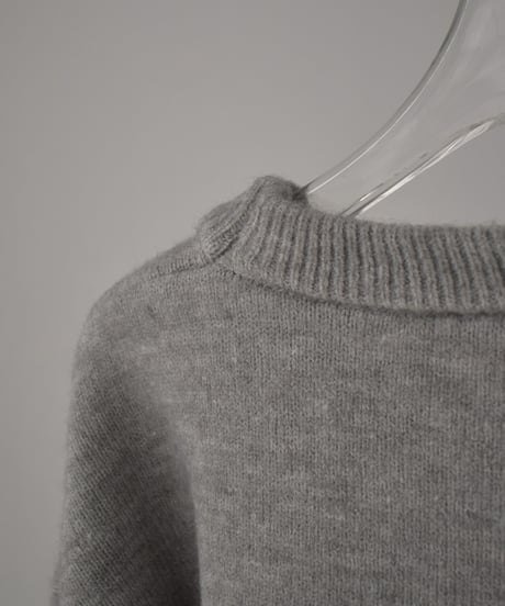 knit-02360　クルーネック ニット プルオーバー　オフホワイト　グレー