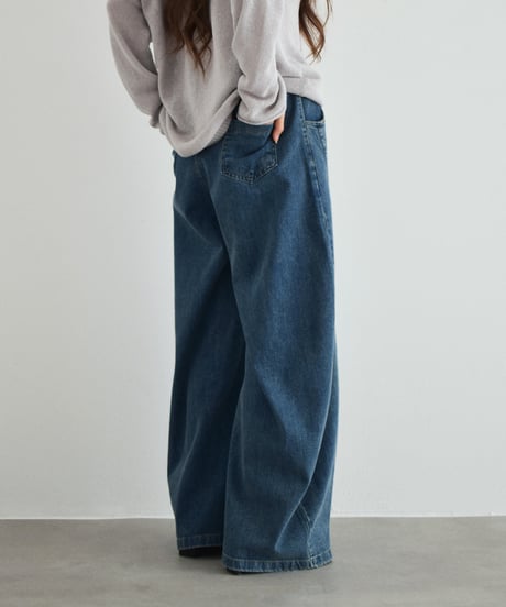 bottoms-02322　リラックス バレルレッグ デニム　ウォッシュブルー