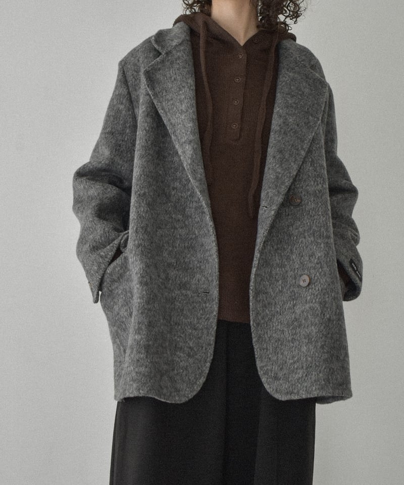 coat-02060 ウールジャケット コート リバー仕立て グレー | L a v i s