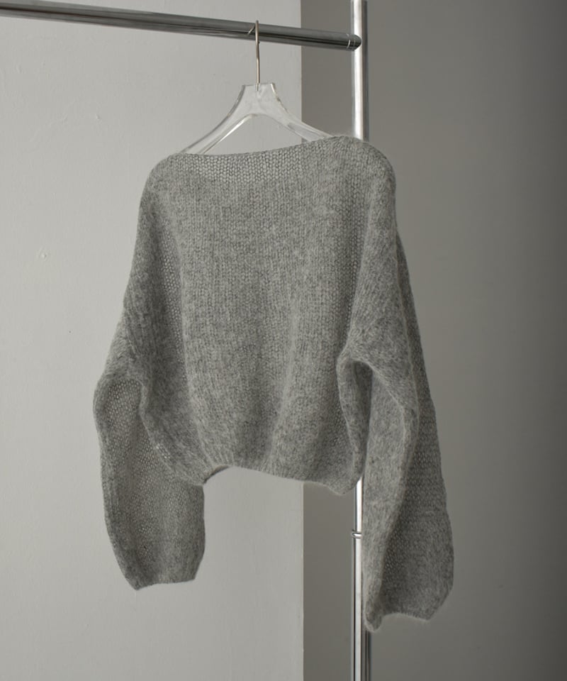 knit-02283 ボリュームスリーブ モヘアニット プルオーバー エクリュ 
