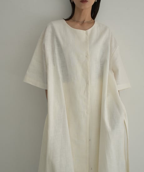 【STUDIO ENUL】onepiece-14001　リネン ガウンドレス　アイボリー　ブラック