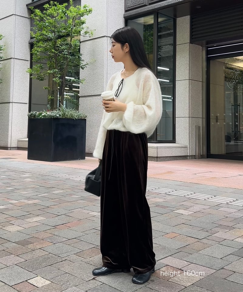 bottoms-02247 リラックス ベロア パンツ ネイビー ブラウン ブラック