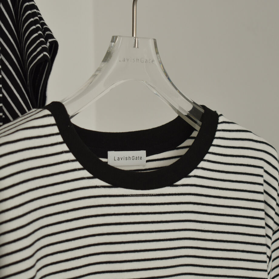 tops-02405 オーバーサイズボーダーTシャツ ホワイト ブラック tops-02405 オーバーサイズボーダーTシャツ ホワイト ブラック