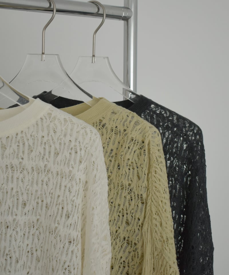 nh-knit-02374 レース ニット トップス オフホワイト イエローベージュ