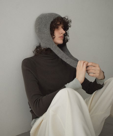 nh-knit-02366　バイカラー タートル ニット　ベージュ　ブラウン　チャコール