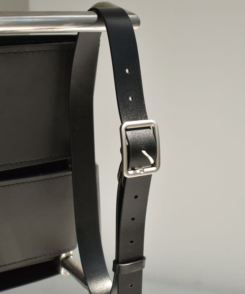 belt-02037 本革 スクエアバックル レザーベルト ブラック | L