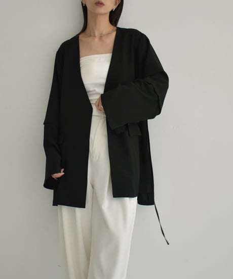 【STUDIO ENUL】jacket-14001　2way オーバーサイズ ジャケット　ベージュ　ブラック