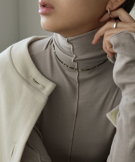 mb-necklace2-02047　ランダムビーズ ショートネックレス　ホワイト　パープル　グリーン　モカ　ブラウン　ブラック