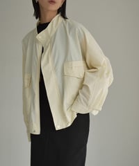 outer-02062 　ナイロン スタンドネック シャツブルゾン　オフホワイト　クリーム