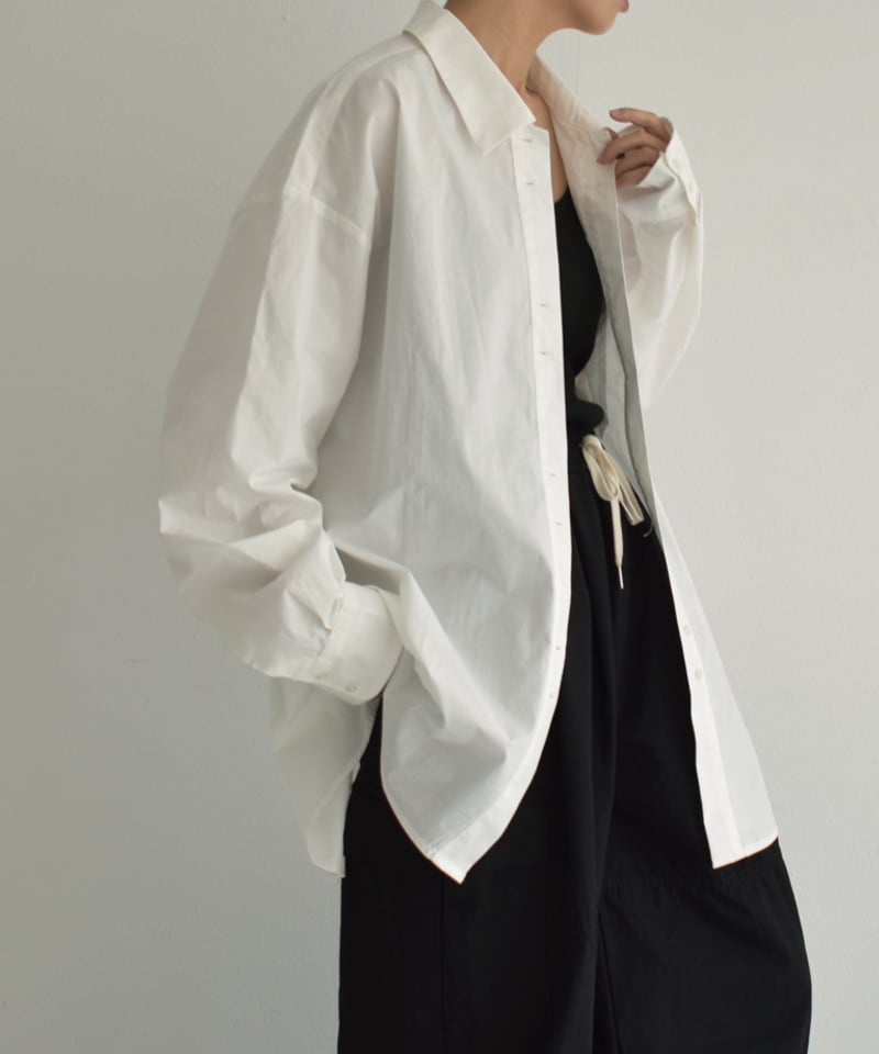 tops-02461 オーバーサイズ シャツ ホワイト ブルー | L tops-02461 オーバーサイズ シャツ ホワイト ブルー | L
