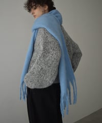 knit-02361　ボリュームスリーブ MIXカラー Vネック ニット　ブラウン　グレー