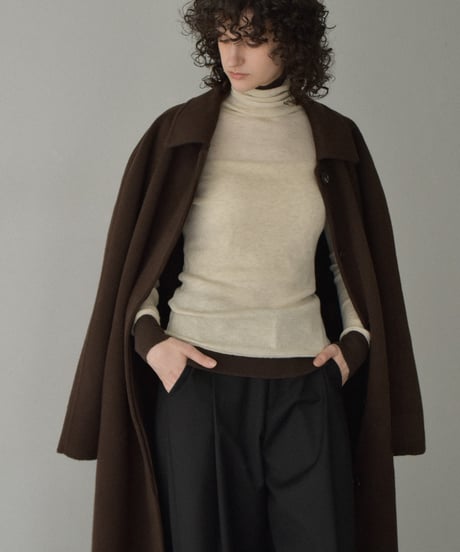 nh-knit-02366　バイカラー タートル ニット　ベージュ　ブラウン　チャコール