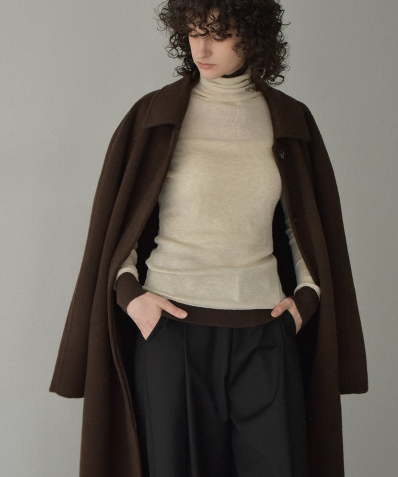 イチアンティークス　ブラウン　チャコール　ニット nh-knit-02366 バイカラー タートル ニット ベージュ ブラウン