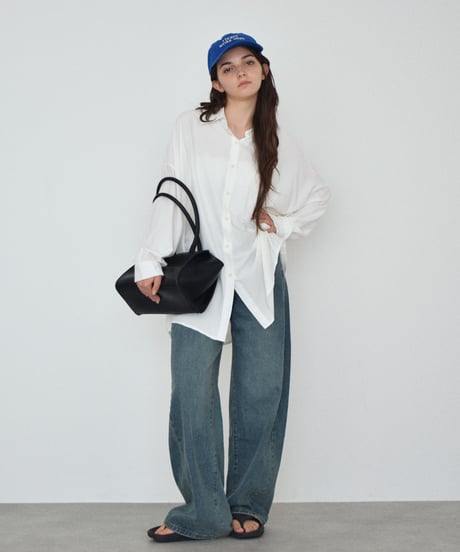 Mサイズのみ7月下旬入荷分　予約販売　bottoms-02297U　ルーズ デニムパンツ　ウォッシュブルー