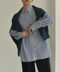 tops-12001　オーバーサイズ カラーストライプシャツ　ブルー　グリーン　ベージュ