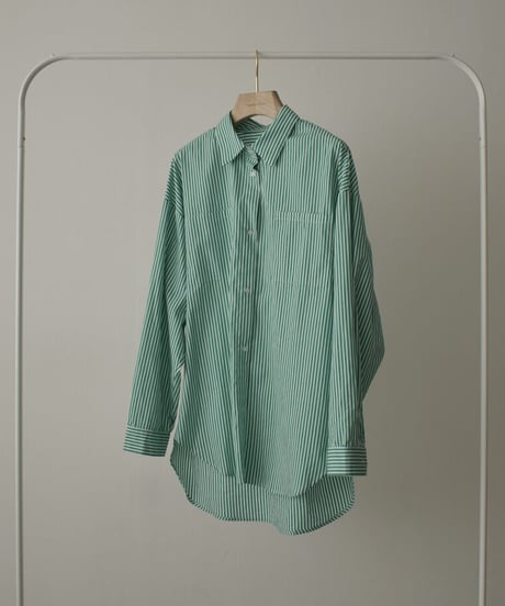 tops-12001　オーバーサイズ カラーストライプシャツ　ブルー　グリーン　ベージュ