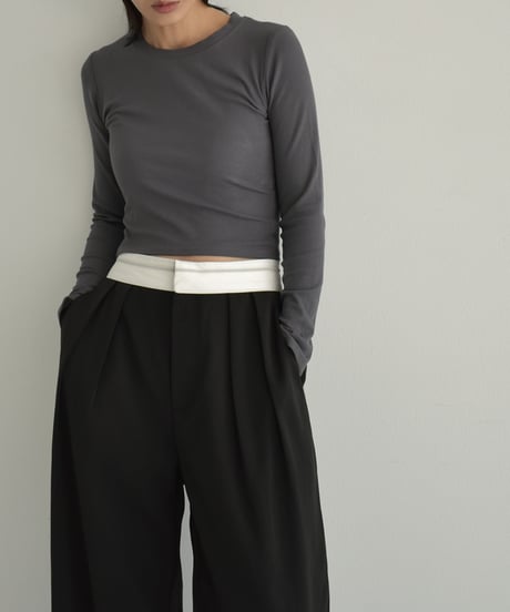 nh-tops-02463　バックオープン フィット トップス　ホワイト　アイボリー　チャコール　ブラック