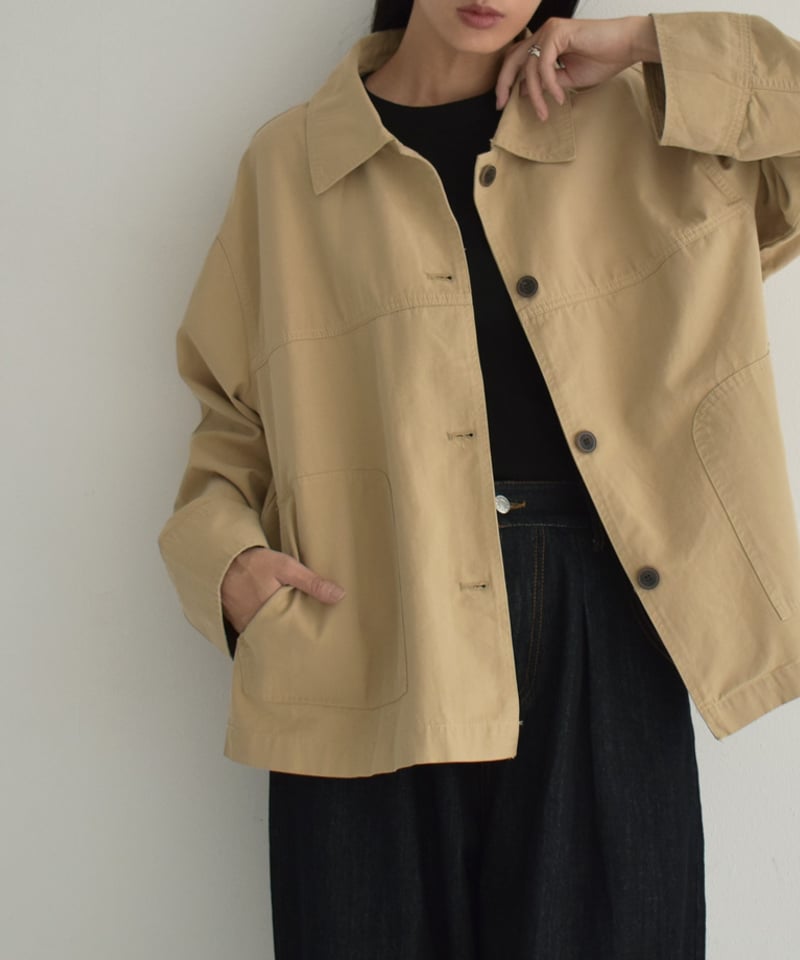 outer-02086 ステンカラー ショートコート ベージュ ブラック outer-02086 ステンカラー ショートコート ベージュ ブラック