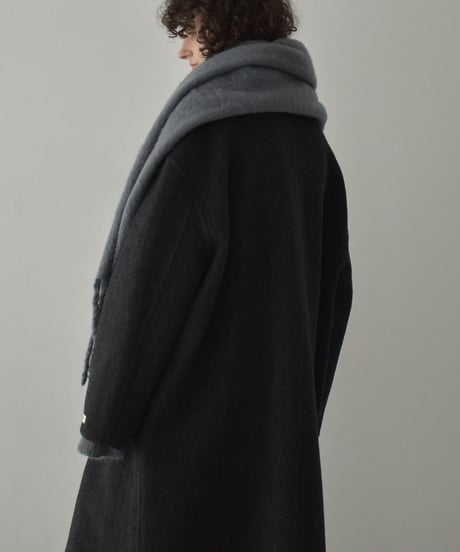 coat-02063　シャギー ウール ロングコート　グレージュ　ダークグレー