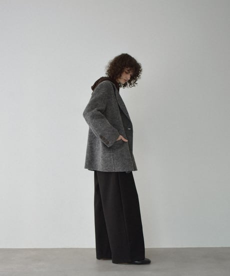 coat-02060　ウールジャケット コート リバー仕立て　グレー