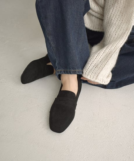 shoes-02145　クッション仕様　スエードローファー　グレージュ　ブラック