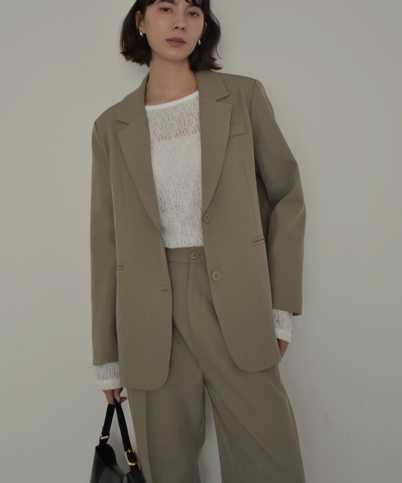 setup-02008 テーラードジャケット セットアップ カーキベージュ | L