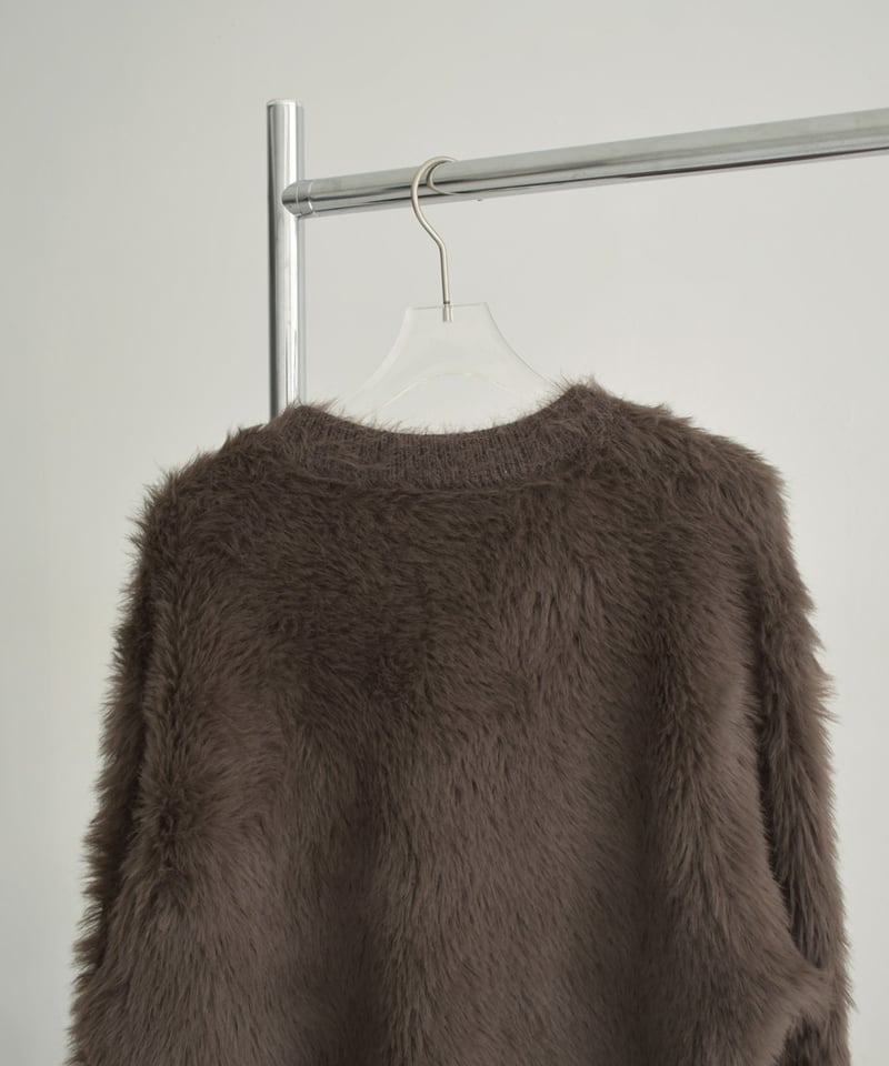 knit-02338 シャギー ニット カーディガン ブラウン | L a v i s h G