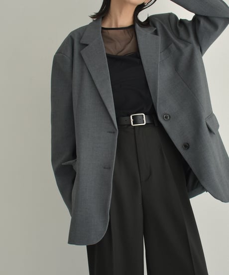 jacket-02015　オーバーサイズ テーラード ジャケット　グレー　ブラック