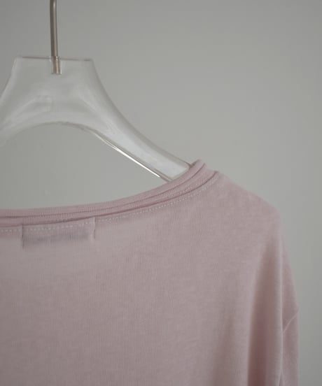 nh-tops-02586　カフススリーブ ロング カットソー　エクリュ　ピンク