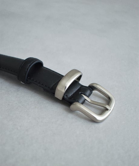 nh-belt-02041　シルバーバックル レザー ベルト　ブラック