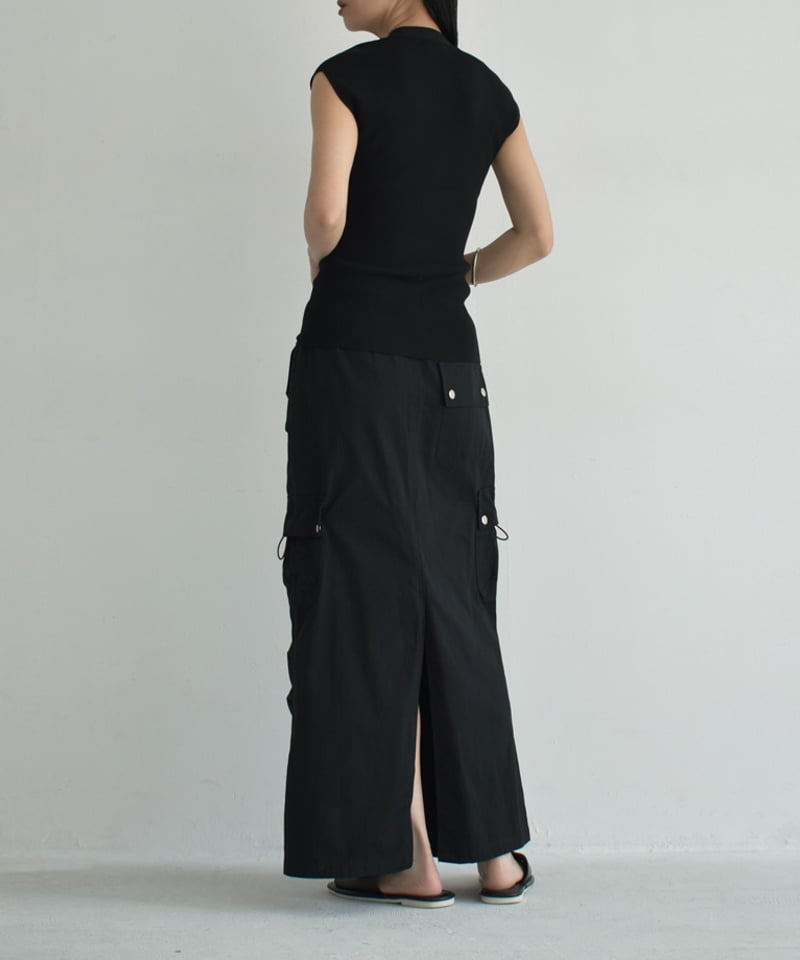 リブロングニットベスト knit-02275 フロントボタン リブ ニット ベスト ブラウン