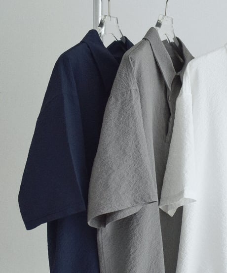 tops-02617U　Seersucker Polo Tops 　White  Charcoal  Navy
