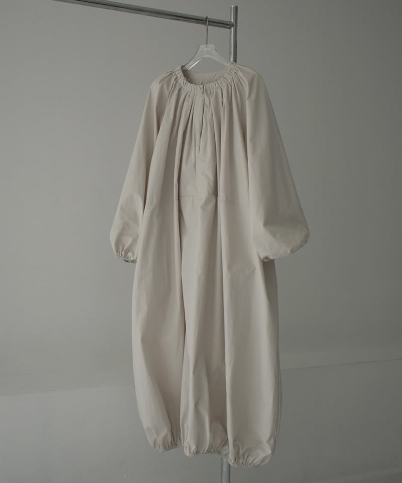 onepiece-12011 ジップギャザー バルーン ワンピース グレージュ