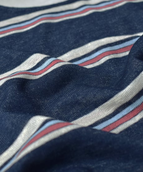 エクリュのみ 6月中旬入荷分　予約販売　nh-tops-02598　シアー マルチボーダー ロンT　エクリュ　ネイビー