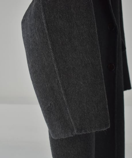 coat-02063　シャギー ウール ロングコート　グレージュ　ダークグレー