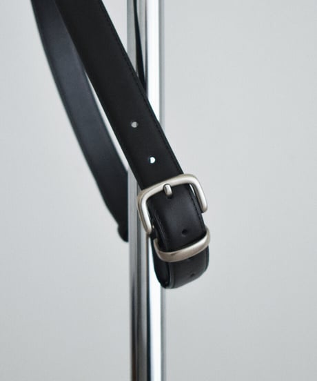 nh-belt-02041　シルバーバックル レザー ベルト　ブラック