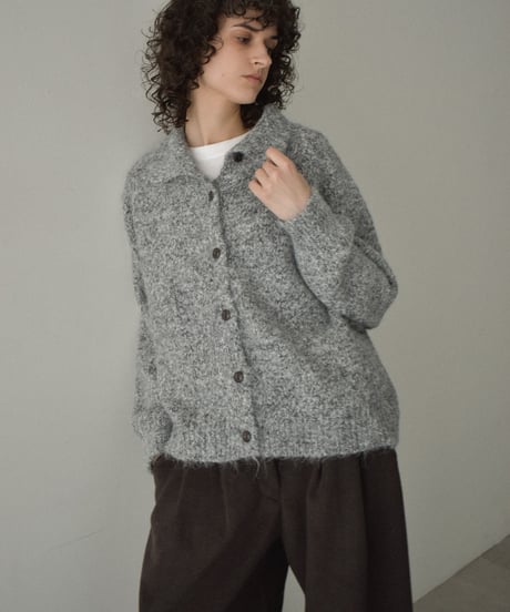 knit-02364　2wayカラー ニット トップス　ベージュ　グレー