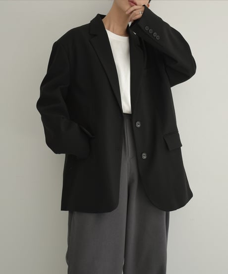 jacket-02015　オーバーサイズ テーラード ジャケット　グレー　ブラック