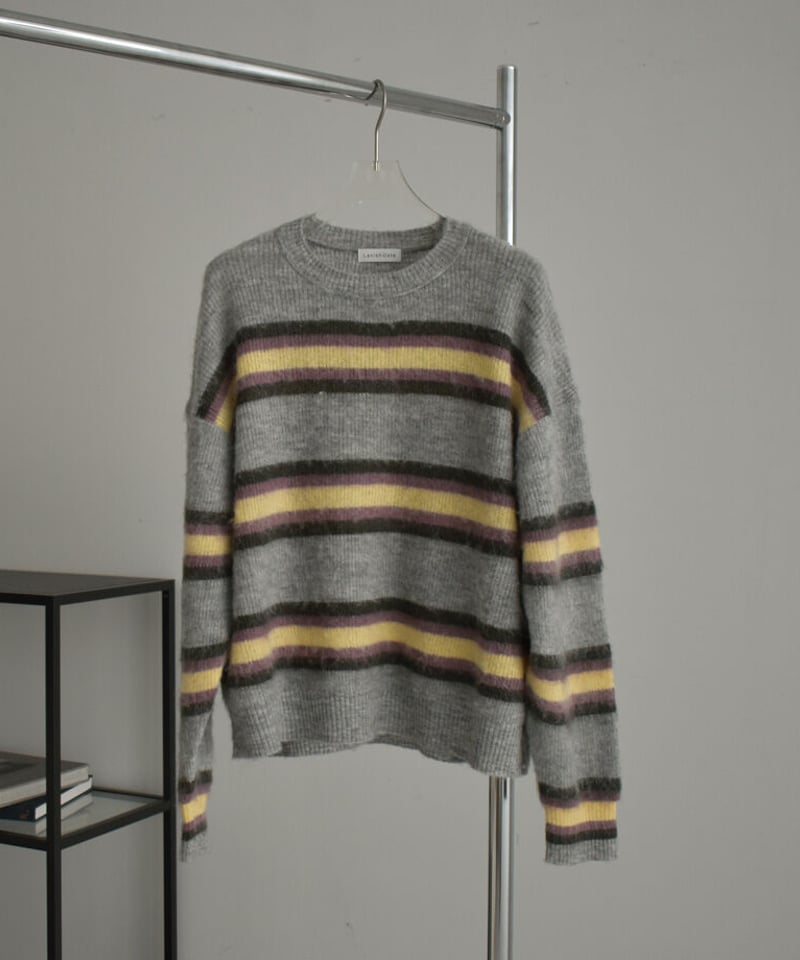 knit-02246 モヘア混 マルチボーダー ニット プルオーバー | L knit-02246 モヘア混 マルチボーダー ニット プルオーバー | L