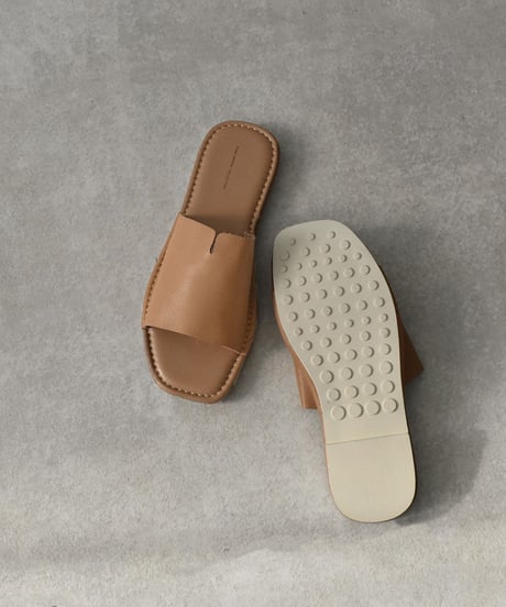shoes-02147　フラットサンダル　モカベージュ　ブラック