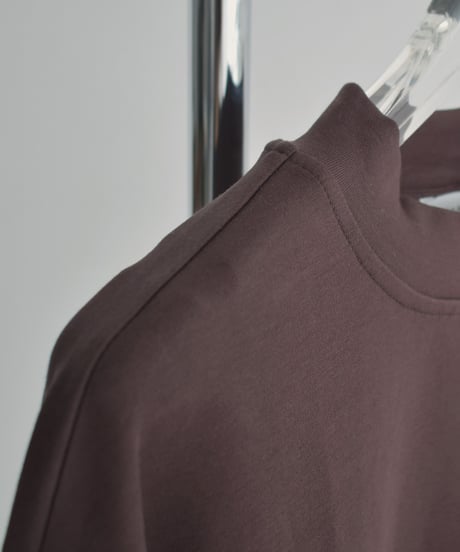 nh-tops-02566　ハーフスリーブ モックネック Tee　エクリュ　チャコール　ブラウン