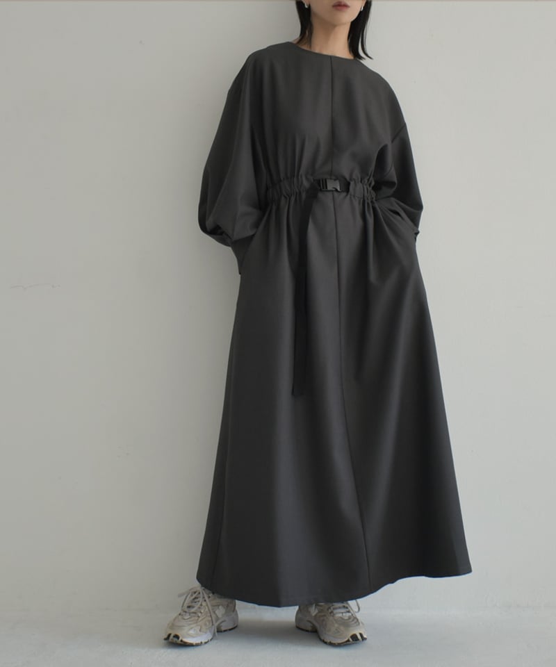 onepiece-12013 ウエストベルト ワンピース グレー ブラック | L a v i