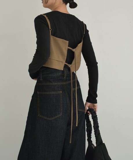 nh-tops-02507　バックストラップ ビスチェ　グレー　モカ　ブラック