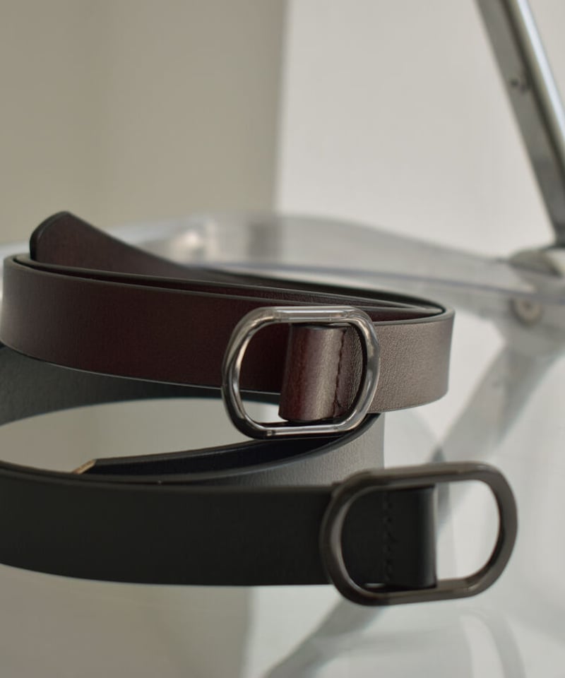 mb-belt-02036 本革レザー 穴無しバックルベルト ブラック ダーク