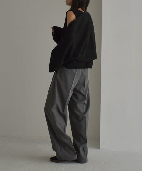 knit-02245　ボリュームスリーブ ショートボレロ　ニットベストセット　エクリュ　グレー　ブラック