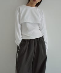 tops-02447　ショートスウェットプルオーバー　ホワイト　ベージュ　チャコール　ブラック