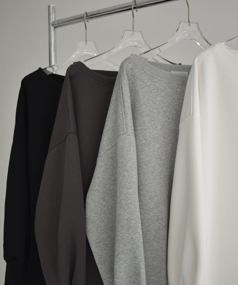 tops-02509 オフショルダー big プルオーバー ホワイト グレー