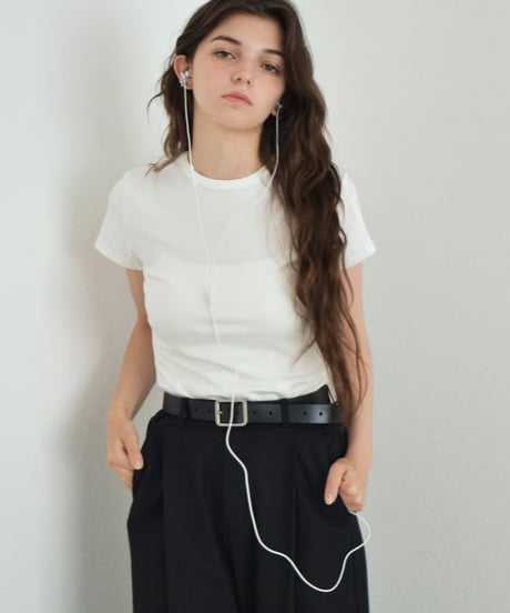 nh-tops-02607　コンパクト スリムフィット Tシャツ　ホワイト　ピンク　グレー　ネイビー　ブラック