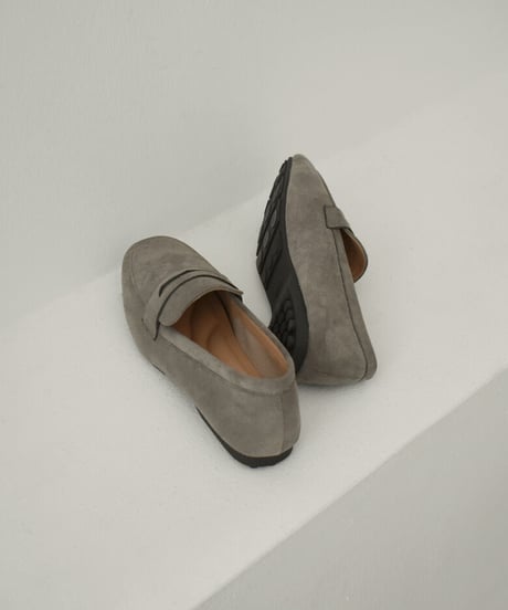 shoes-02145　クッション仕様　スエードローファー　グレージュ　ブラック