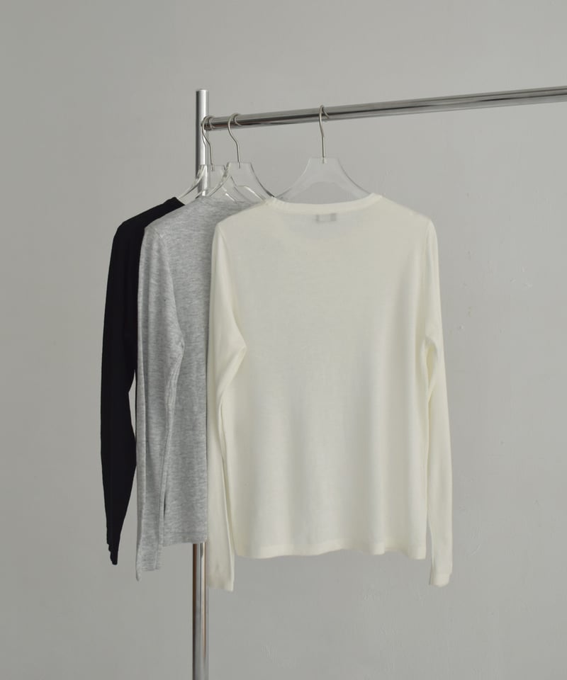 nh-knit-02337 クルーネック シアーニット エクリュ グレー ブラック